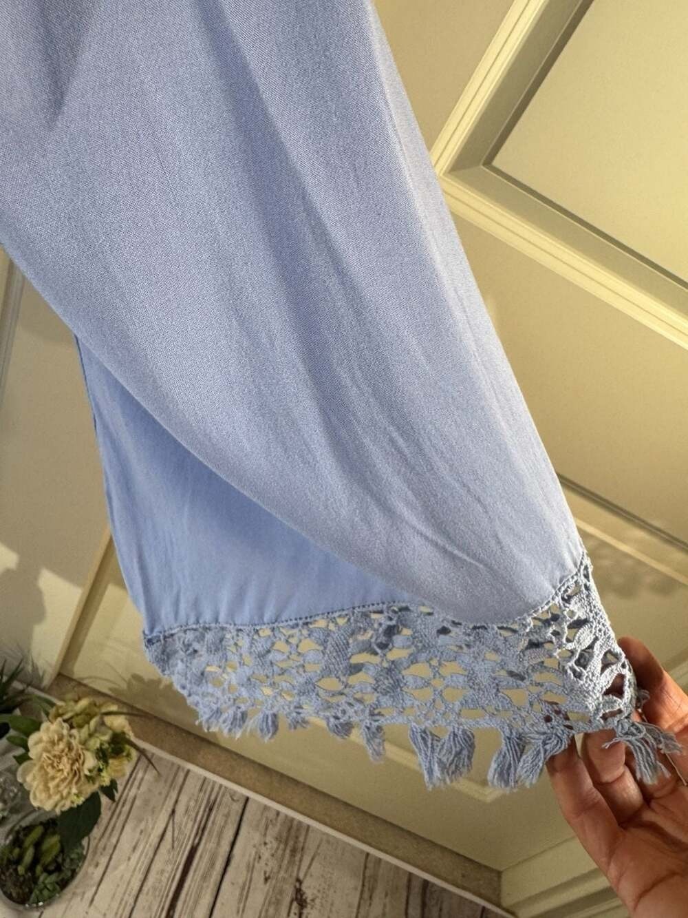 Melissa Paige Women's Blue Boho Peasant Blouse Size L - Picture 3 of 12